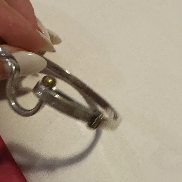 925 Sterling silver MEXICO hook and eye two tone bangle bracelet - Picture 11 of 16